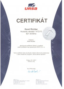 Certifikát Ursa